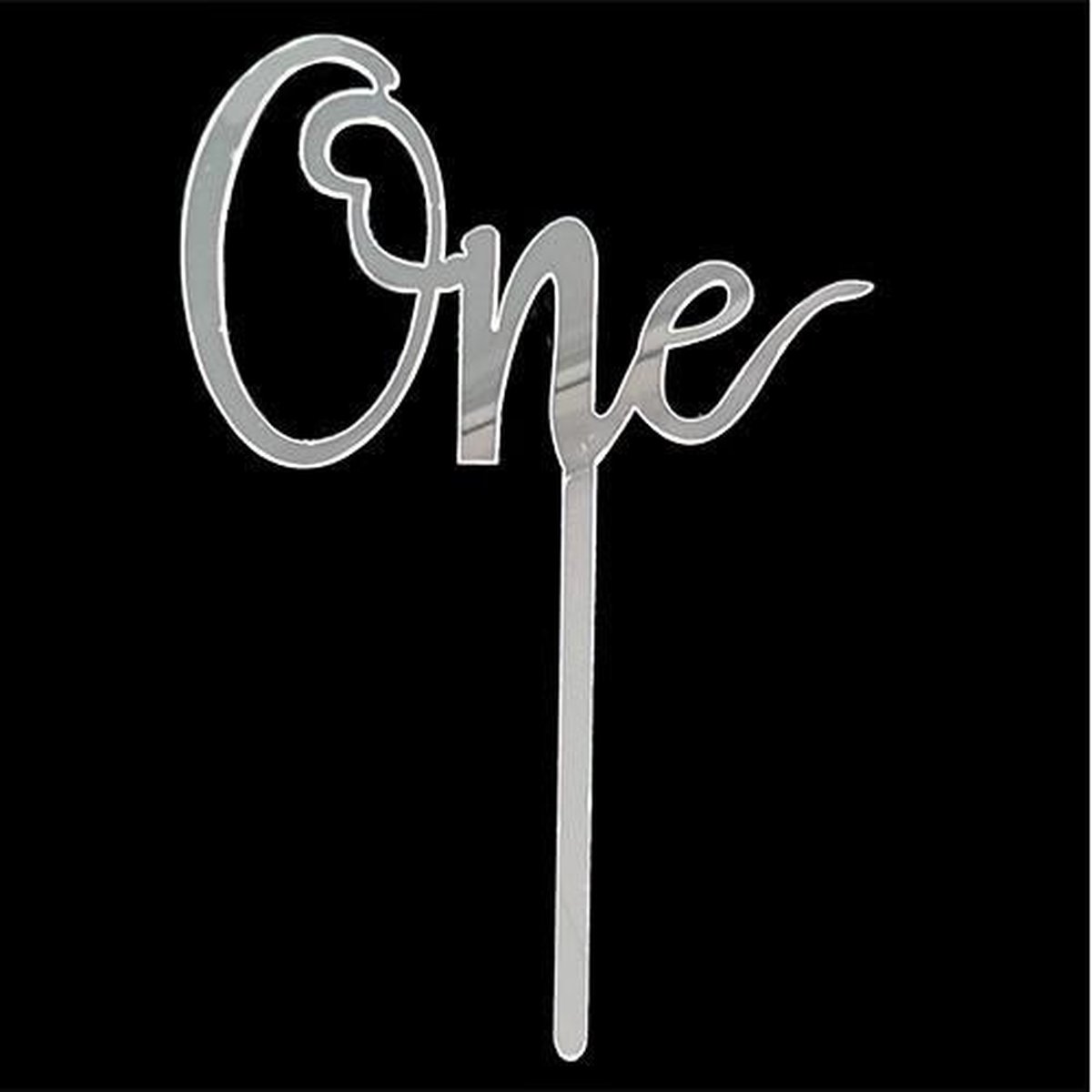 Taartdecoratie| Taarttopper | Cake topper | Taartversiering| Verjaardag| Cijfers | ONE topper One zilver. Taart topper 1 zilver. | kunststof ( acryl ).